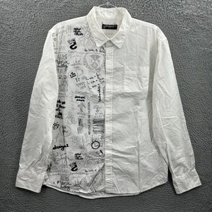 Desigual Hemd Herren XL weiß schwarz Graffiti Text Knopfleiste Langarm Sex Liebe - Bild 1 von 17