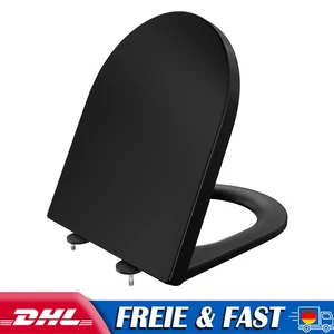 WC Sitz D-Form mit Absenkautomatik Toilettendeckel Klodeckel Toilette Schwarz - Bild 1 von 10