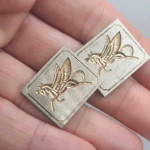 Vintage Pegasus Cufflinks Swank Sterling Silver - Picture 1 of 9