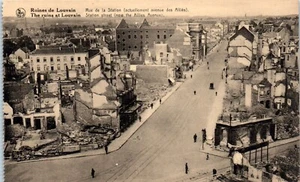 The Ruins at Louvain, Station Street Belgium WWI Damage Postcard - Picture 1 of 2