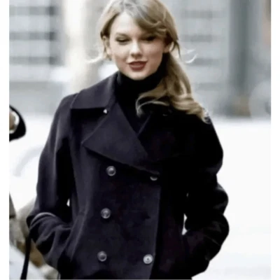 VINCE WOOL PLUM PEA COAT SZ M - Image 1 of 4