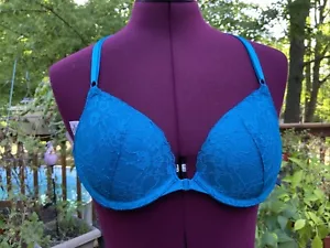 Victoria’s Secret Padded Push Up Bra 34B Racerback Front Close Blue NWT - Picture 1 of 2