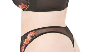 Cacique~New With Tags~Black Digital Print Lace Highleg Thong~Size 18-20W (1X) - Picture 1 of 8