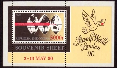 Sello de exposición Indonesia bloque 1990 mundo Londres 90 Inglaterra MNH aVF/XF A283 Foto 1 de 4