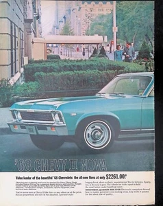 Print Ad 1968 GM Blue Chevy II Nova 2 Door Hardtop Police Officer Street View - Picture 1 of 2