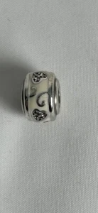 Brighton Heart & Scroll White Stopper Spacer Bead - Picture 1 of 4