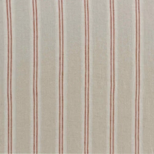 Oslo Stripe Fabric Terracotta | 100% Linen | Vintage Style Curtains Cushions - Picture 1 of 1