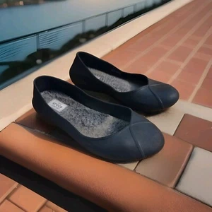 Crocs Olivia II Dual Comfort Lined Women's Sz 9 Navy Ballet Flats Slip On Shoes - Picture 1 of 9