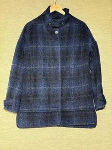 Poetry Jacket Womens Size UK 14 Black & Blue Checked Wool & Alpaca Blend Pockets - Picture 1 of 10