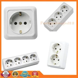 Aufputz Schuko Steckdosen 1/2/3/4 fach Serienschalter Mehrfach Wand Verteiler ! - Bild 1 von 14