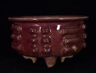 9.0" old antique song dynasty jun kiln porcelain purple drum nail three feet pot
