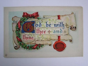 God be with thee & thine New Year Greeting Vintage Unused Postcard - Picture 1 of 2