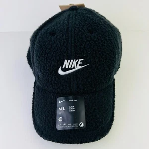 Nike Club Cap Black Fleece Sherpa Hat FJ8629-010 Sz M/L Unisex Unstructured NWT - Picture 1 of 6