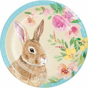 Water Color Easter Bunny 7 Inch Paper Plates Easter 8 Pack Tableware