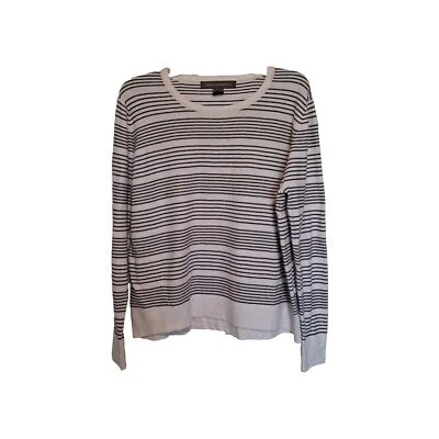 Suéter para mujer French Connection blanco y negro a rayas L/cuello redondo talla L Foto 1 de 4