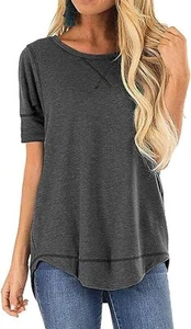 Amazon Short Sleeve Side Split Tunic Top | Casual T-Shirt | Grey | Size Medium | - Picture 1 of 2
