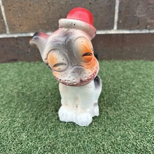 Vintage Carnival Chalkware Bonzo Bulldog With Hat 7” Tall - Picture 1 of 5