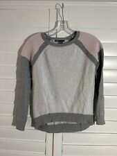 Vince Women’s Sweater Grey w/ Pink/White Stripes, Cotton/Cashmere Blend, Size M