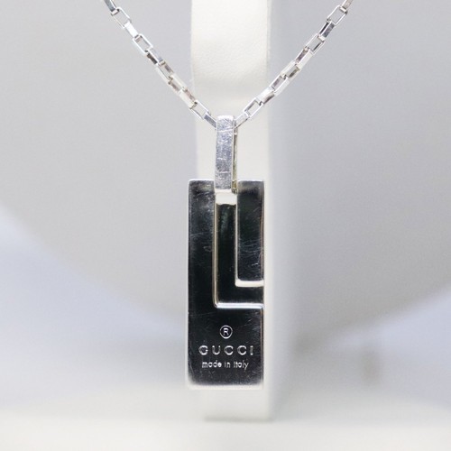 Collana con ciondolo piatto GUCCI SV925 collo in argento circa 50 cm circa 16 4 g PH Ex+