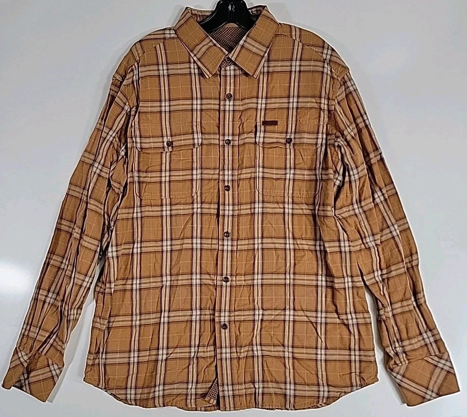 Camisa Rocawear Marrón y Tostado a Cuadros Botones Manga Larga Para Hombre XL Foto 1 de 4
