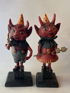 Devil Boy & Girl Set Halloween Decor Victorian Trading Co Bethany Lowe? - Picture 1 of 24