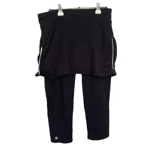 Athleta 2-1 Piece Skort Leggings Athletic Wear Size L Pockets Reflective Black - Picture 1 of 13