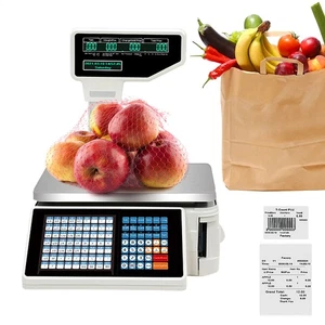 Báscula de computación de precios digital comercial con impresora térmica de etiquetas supermercado - Imagen 1 de 12