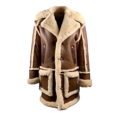 Men’s & Women's Sheepskin Shearling Leather Coat – Winter Warm Fur Lined Jacket - Image 1 of 4