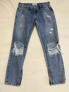 One x One Teaspoon Size 25 Freebirds Jeans Ankle Zippers Ripped Distressed - Picture 1 of 14