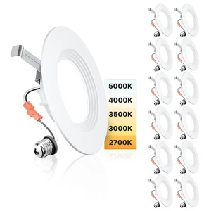 5/6 Inch 5CCT LED Can Lights 12 Pack, Retrofit Led Recessed Lighting, Baffle ... - Picture 1 of 7