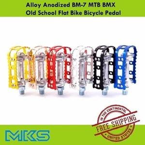 Pedal de aleación anodizado MKS BM-7 9/16" MTB BMX pedales planos para bicicleta de la vieja escuela - Imagen 1 de 10