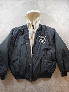 Vintage Oakland Raiders Jacket XL Chalk Line Made In USA Nylon Lined Quilted - Picture 1 of 16