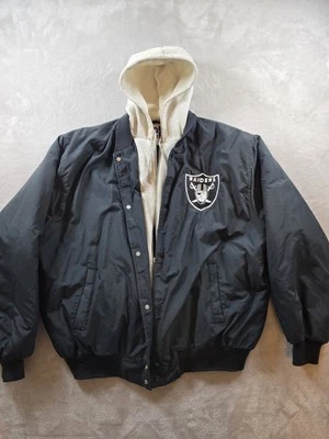 Vintage Oakland Raiders Jacket XL Chalk Line Made In USA Nylon Lined Quilted - Image 1 of 4
