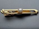 DESIGNER MIKIMOTO NATURAL PEARL 14K SOLID YELLOW GOLD SCARF OR TIE CLIP