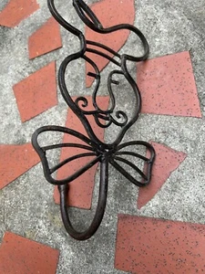 rare vintage wrought iron wall mount chef heads kitchen brown Hook - Picture 1 of 10