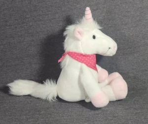 Kinder Unicorn Stuffed Plush Animal Toy White Pink Bandana 12" Collect Mythical - Picture 1 of 14