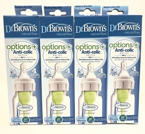 4 NIB Dr Brown's Natural Flow Anti-colic Baby Bottle 4oz Level 1 for babies 0m+ - Picture 1 of 4