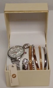 Adrienne Vittadini Silver Tone Watch and Multi-tone Bracelet Set NEW  - Picture 1 of 7