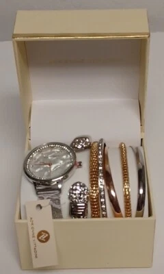 Adrienne Vittadini Silver Tone Watch and Multi-tone Bracelet Set NEW  - Image 1 of 4