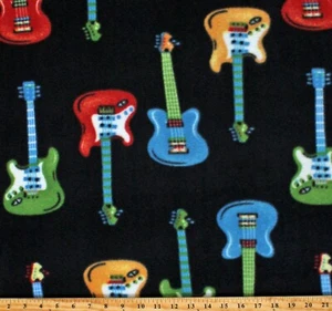 Fascia per strumenti musicali chitarre elettriche in pile stampa tessuto nero BTY A335.06 - Foto 1 di 1