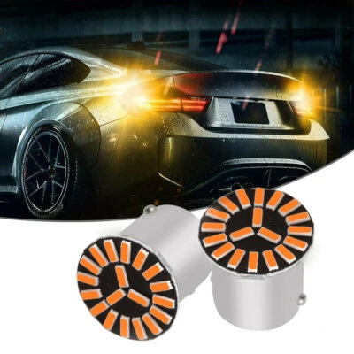 2X Amber 1156 7506 LED Rear Turn Signal Light Bulbs Blinker Indicator Lights - Image 1 of 4