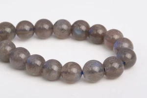 Cuentas sueltas redondas de labradorita gris profundo natural genuino de 5 mm de 7,5" - Imagen 1 de 3