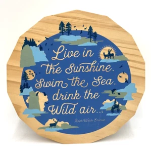 Here & There 10" Round Wood Poem Sign Picture Ralph Waldo Emerson Wall mount Art - Picture 1 of 9