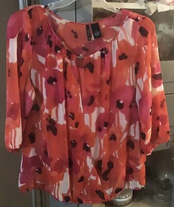 New Directions Womens Top 1X Floral - Picture 1 of 2