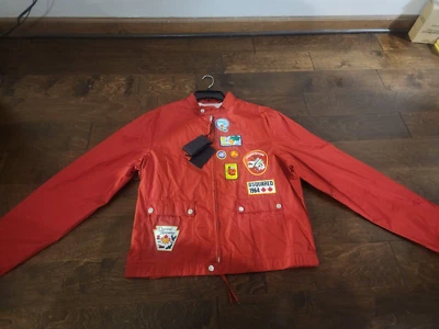 Dsquared2 Mens Jacket Size XL 56 Full Zip Red Logo Patch Windbreaker 71AM257 New - Image 1 of 4