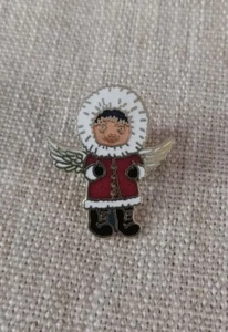 Ace Eskimo Angel Blue White Vintage Lapel Hat Pin Pinback Enamel  - Picture 1 of 4
