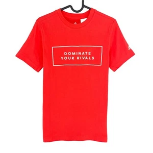 Adidas Youth Boys Red Graphic Crew Neck T Shirt Size 11 - 12 Years - Picture 1 of 9