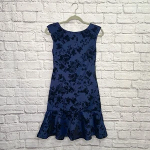 Vince Camuto Womens Velvet Jacquard Fit & Flare Dress Size 2 Sleeveless Navy NWT - Picture 1 of 8