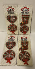 4 Packages Fabric Magnetic Photo Tree Ornaments Christmas Liberty Star Plaid