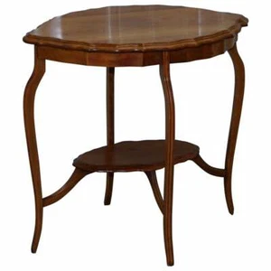 LOVELY DECORATIVE SATINWOOD OCCASIONAL CENTRE TABLE SCALLOPED EDGE ORNATE LEGS - Picture 1 of 12
